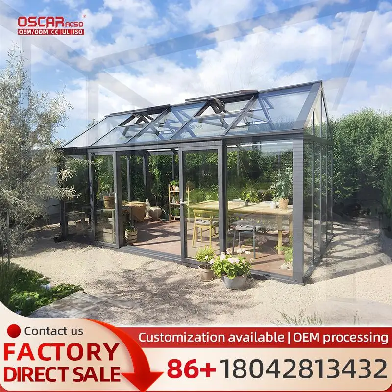 

Portable Four Seasons Aluminum Veranda Insulated Outdoor Lighted Sunroom and Glass House for Patio Garden Balcony sunroom