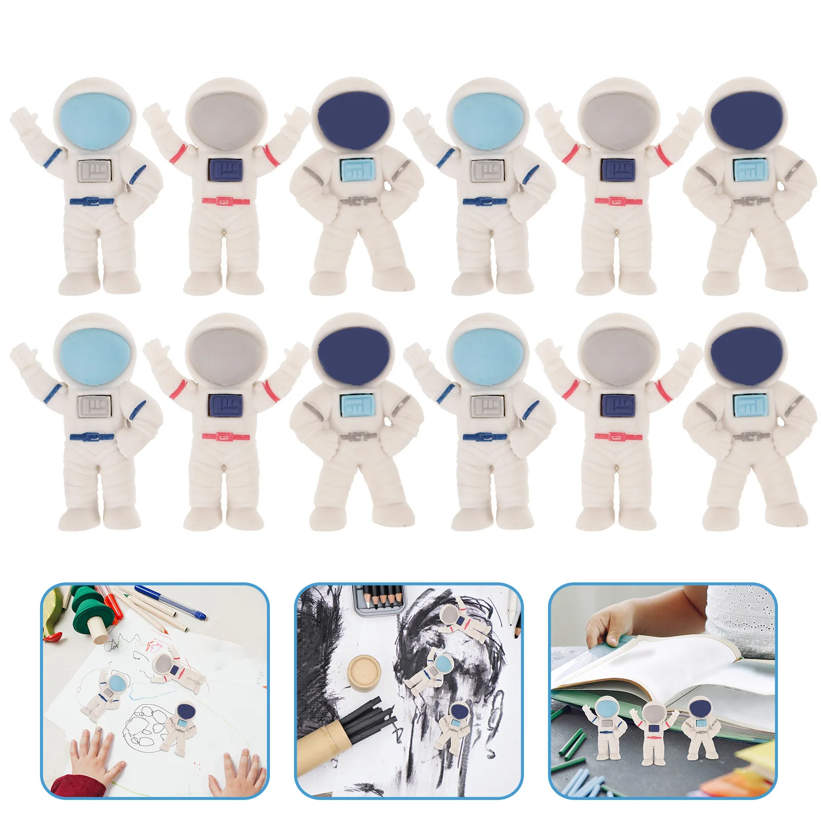 

24pcs Astronaut Erasers Mini Erasers For Students Small Classroom Supplies Education Tools Bulk Painting Correction