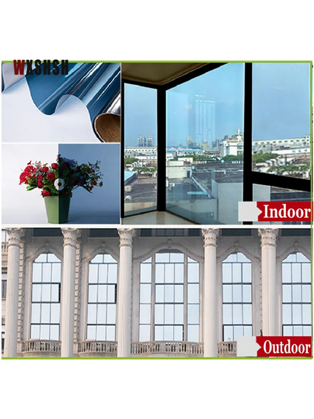 Fenster-Sichtschutzfolie, Einweg-Nacht-Sichtschutz, statisch haftend, Sonnenschutz, UV-Schutz, reflektierendes Fenster für Zuhause und Büro, neu – Silber
