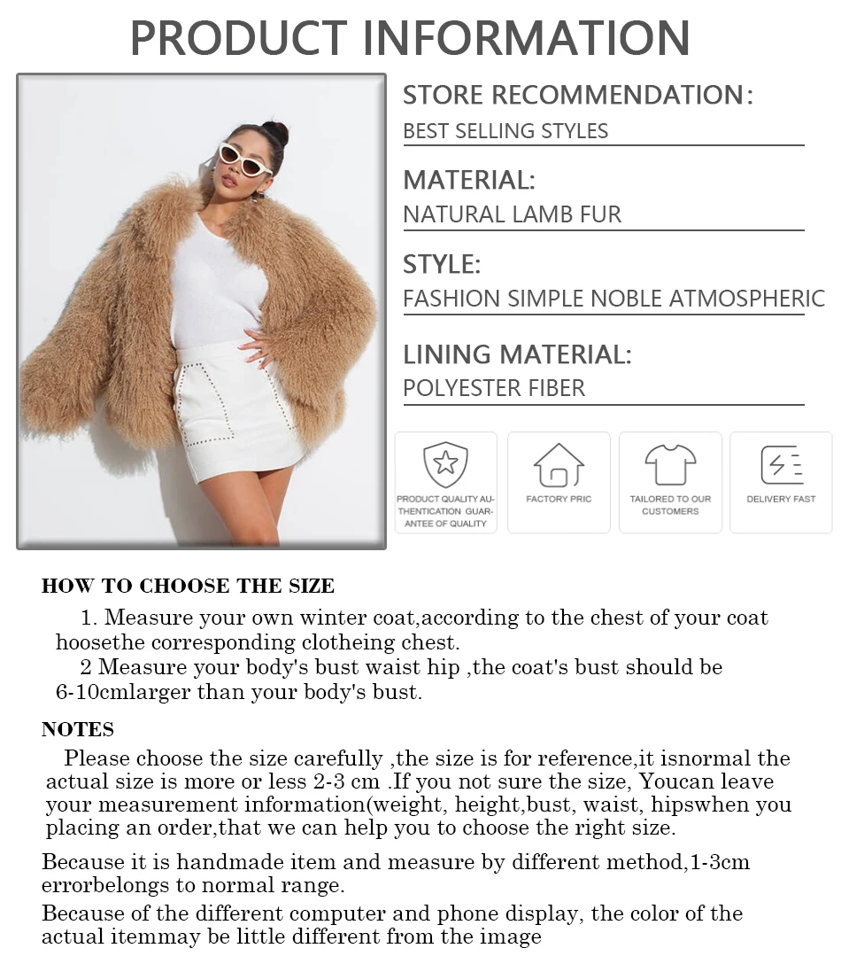 Genuine Mongolian Fur Coats Natural Sheep Fur Coat With Turndown Collar Brown Real Fur Jackets Winter Coats For Women