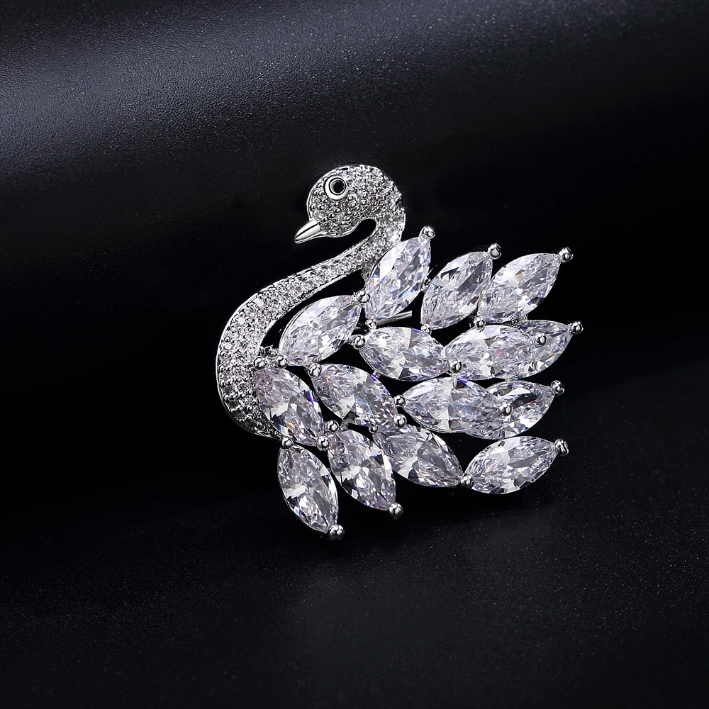 

CZ Swan Animal Brooch Pin for Women Pendant Brooches Lapel Pins Dainty Dress Accessories Luxury Thanksgiving Gift