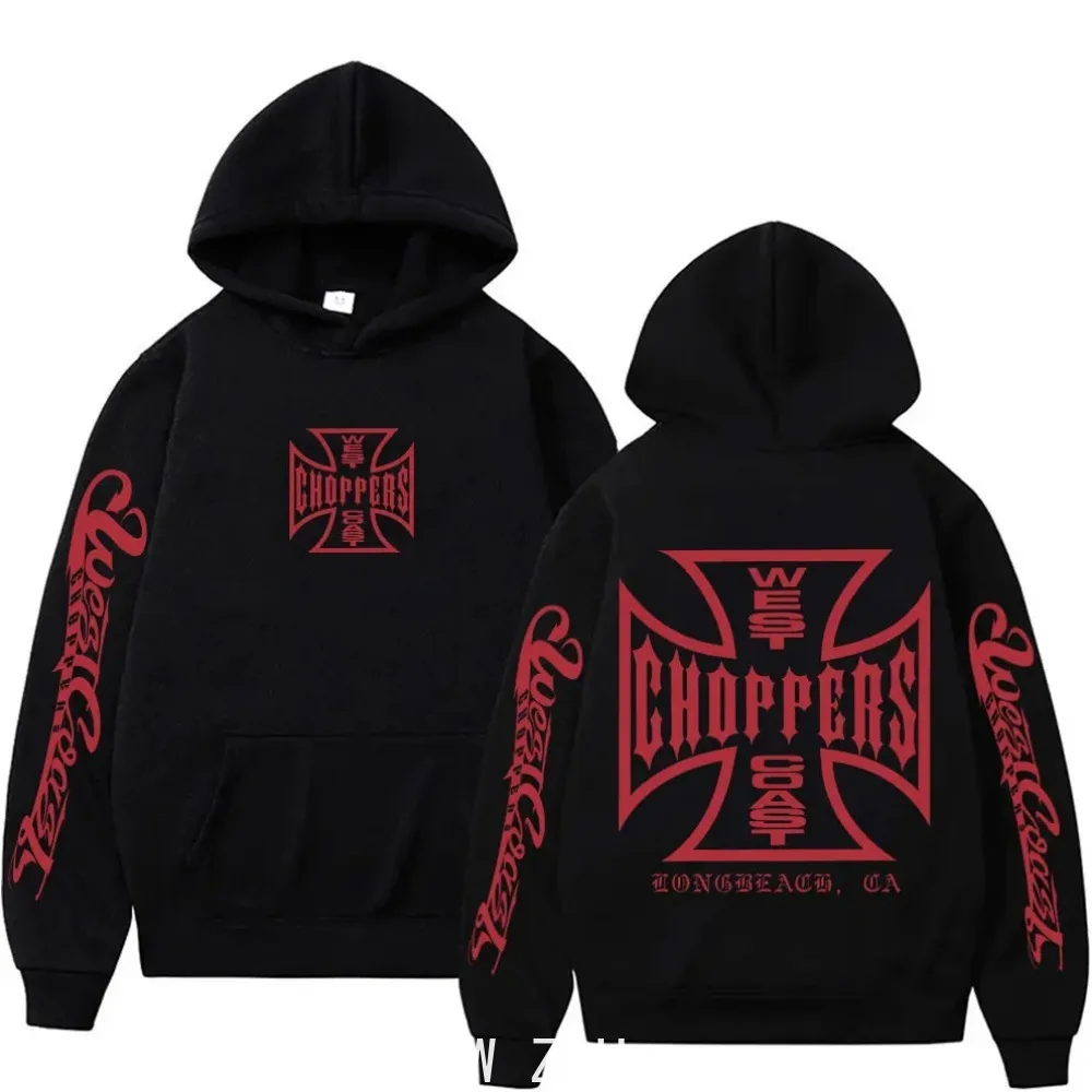 West Coast Chopper Logo Graphic Hoodie Male Vintage Streetwear Men Women Long Sleeve Oversized Sweatshirt Men's Gothic Hoodies