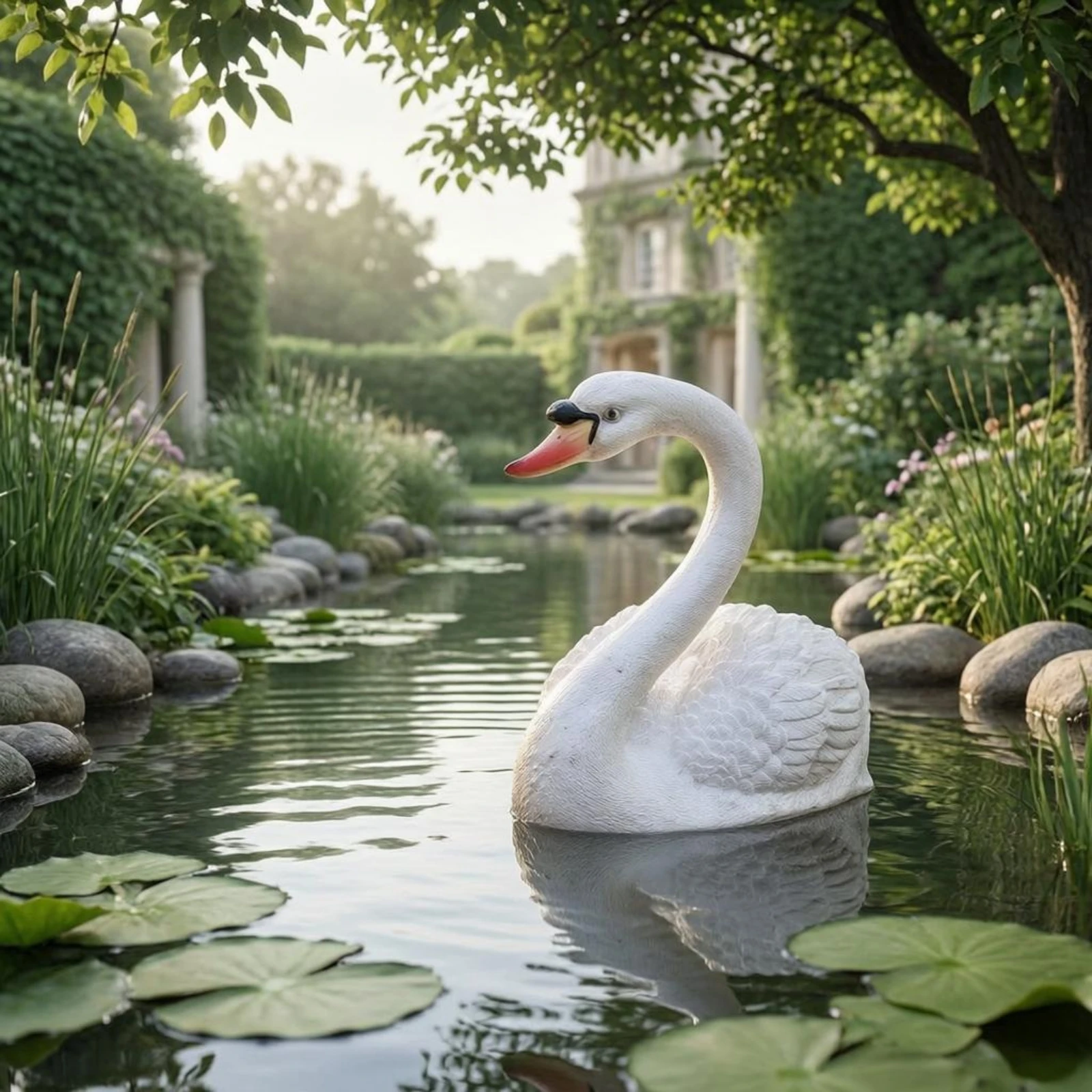 Floating Swan Sculpture Textured Floating Swan Ornament Outdoor Decor Feathered Weather Resistant for Pool, Park