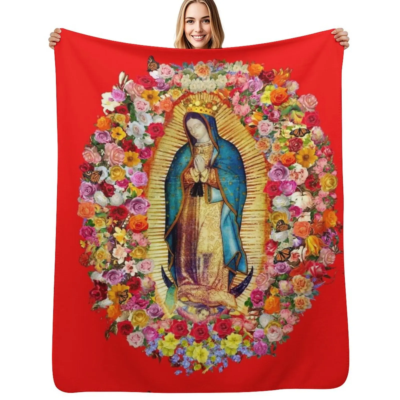 

Our Lady of Guadalupe Mexican Virgin Mary Saint Mexico Catholic Mask Throw Blanket All Season Lightweight Soft Blanket for Bed