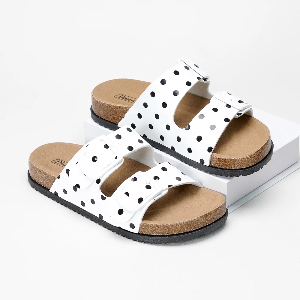 Polka-Dot Doppelriemen-Pantoffeln, Damen-Sandalen mit Verstellbarer Schnalle, Bequeme Flache Schuhe für den Täglichen Outdoor-Gebrauch – Detail 4
