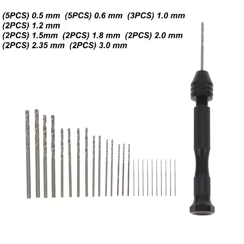 26Pcs Portable High Speed Steel Mini Twist Drill Bitst For Fine Drilling Crafting In Plastic And Resin Hand Drill