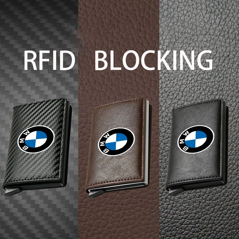 Rfid Leather Carbon Fiber Credit Card Holder pu Wallets Men Black Magic Trifold for Bmw Performance E46 E90 F30 E39 6 G30 E92 M