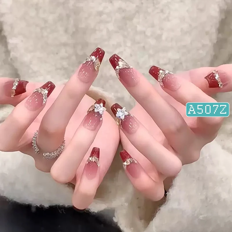 

Abestyou 24pc Nails Press on Beauty Salon Nailart Decoration Swag Nail Stiletto Handmade Manicure Molds Nail Pearls Pecas falsas
