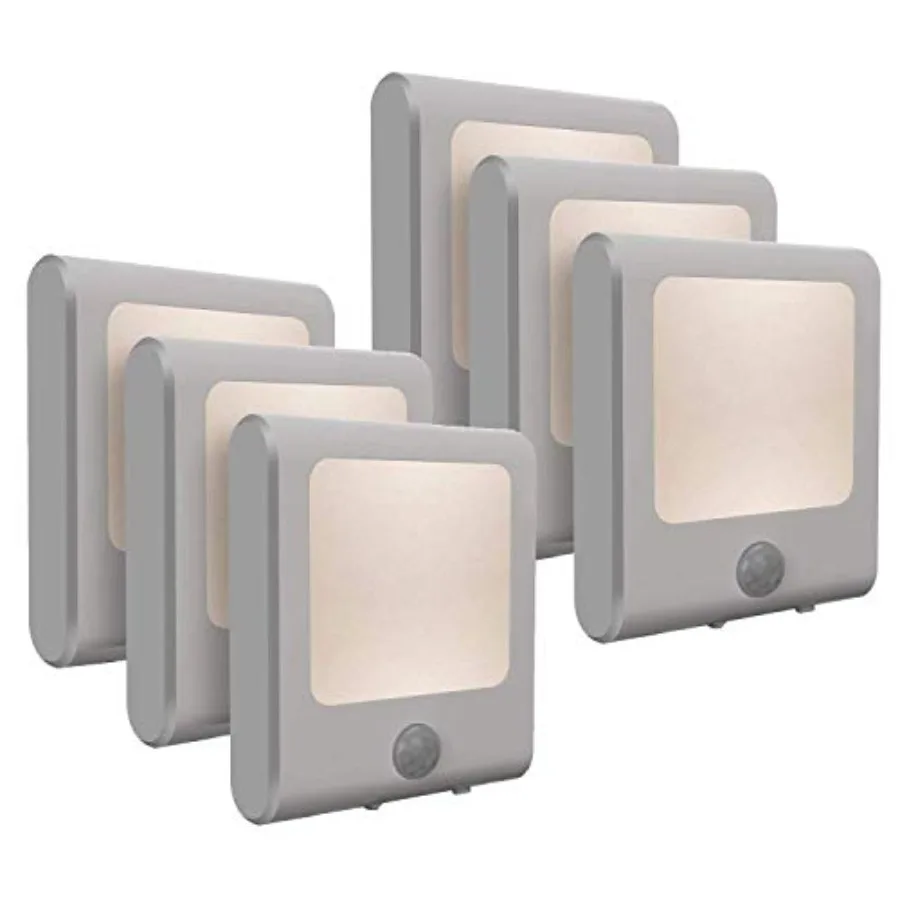 

6 Pack Motion Sensor Dimmable LED Night Light Plug in Nightlight with Auto Dusk to Dawn Sensor Adjustable Brightness Warm White