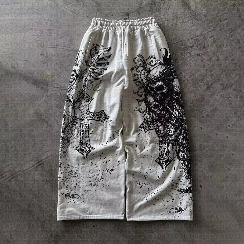 2026 Y2K Sommer Retro Freizeithose Gothic Direktdruck Bodenlange Hose Übergroße Unisex Streetwear Mode Herren- und Kinderhose – Detail 4