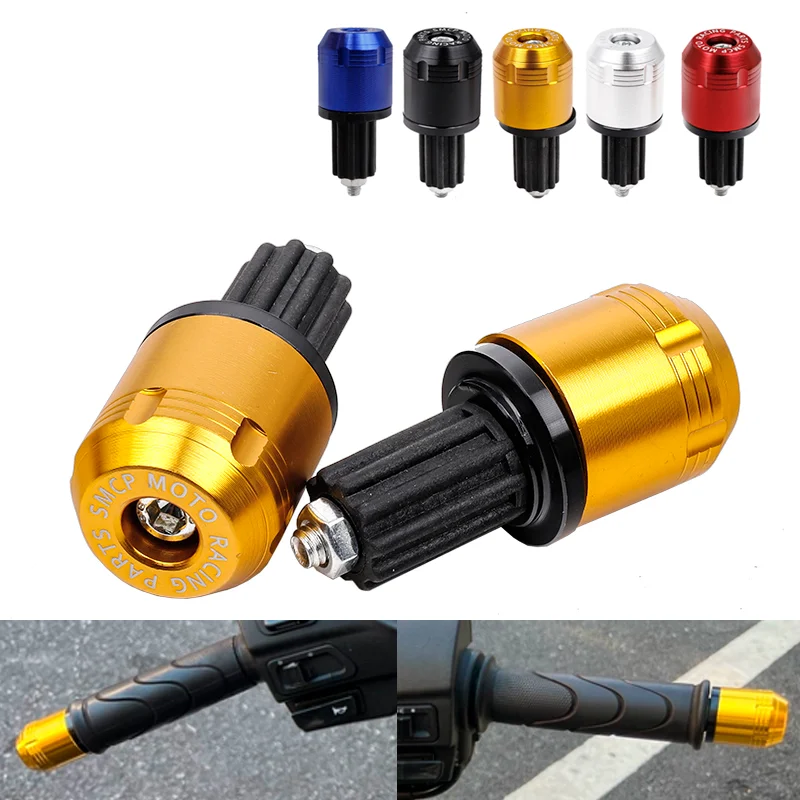 1 Par de Contrapesos Universales para Manillar de Motocicleta de 7/8" (22mm) con Tapones de Empuñadura y Contrapeso Deslizante