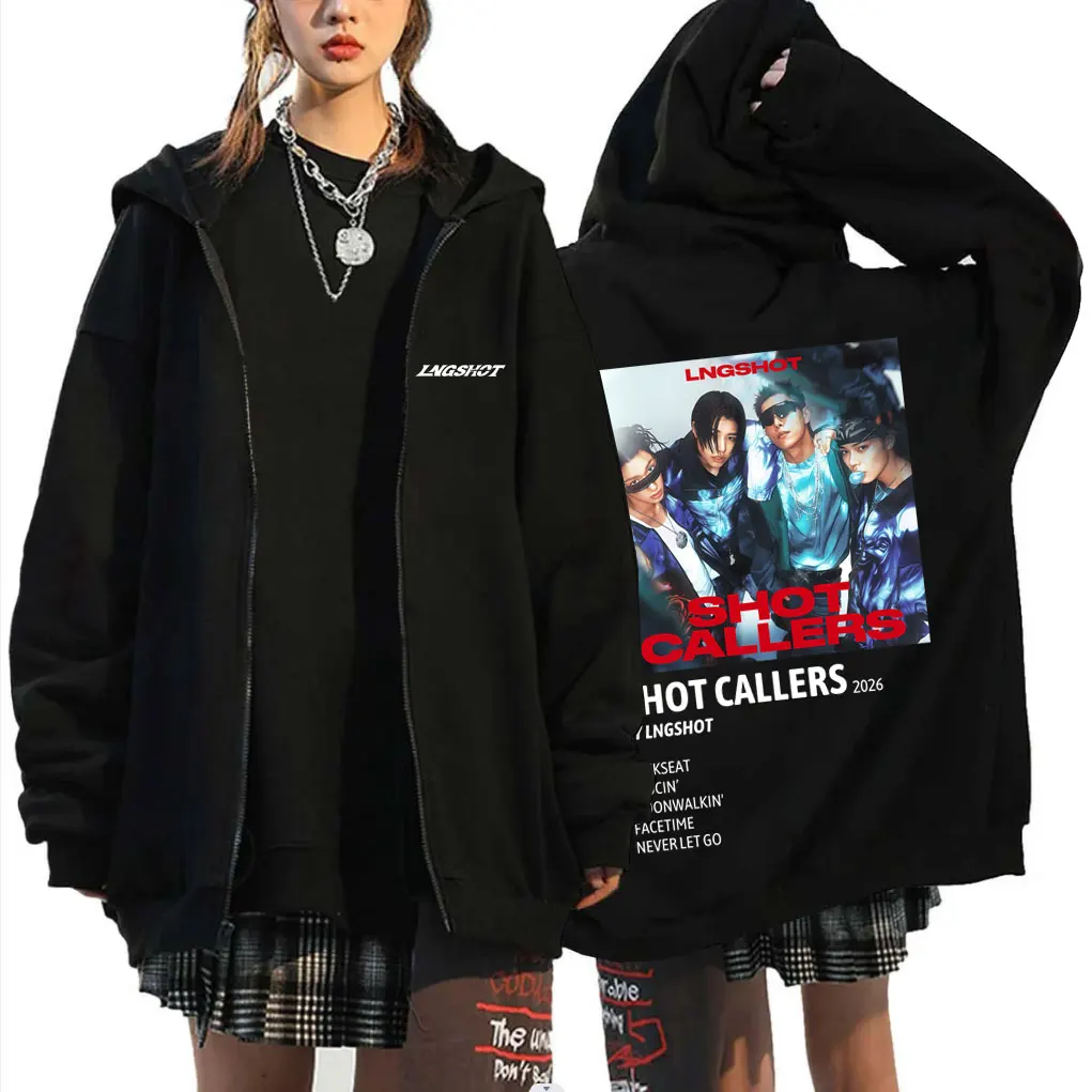 

Korean Band Lngshot Shot Callers Zipper Hoodie Men Women Kpop Fashion Trend Zip Up Jacket Male Fleece Cotton Zip Up Sweatshirt