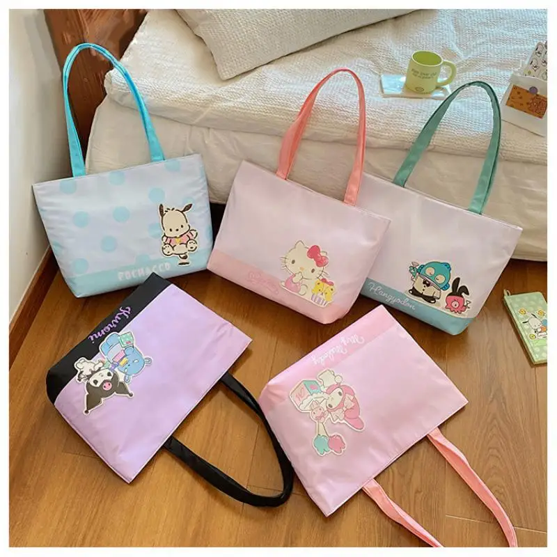 Sanrio Pochacco Kuromi Mymelody Cartoon Shoulder Bag Commuting Bag Toiletry Bag Waterproof Tote Bag High capacity Underarm Bag