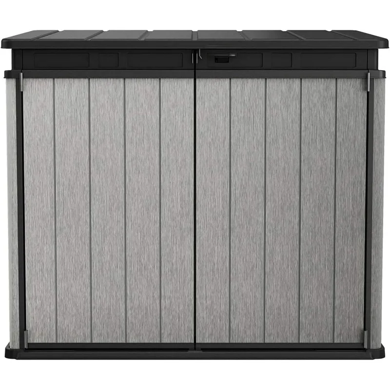 Outdoor Storage Box & Patio Shed Enclosure, Outside Bin with Ventilation, Grey