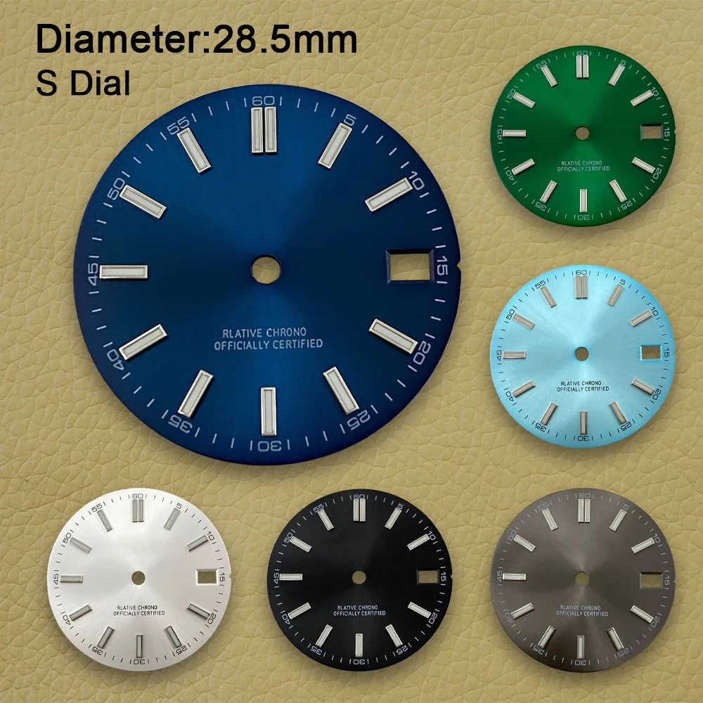 

Высококачественный циферблат с логотипом S, 28,5 мм, подходит для NH35/NH36/4R, японский механизм, синий светящийся циферблат, модификация часов, аксессуары
