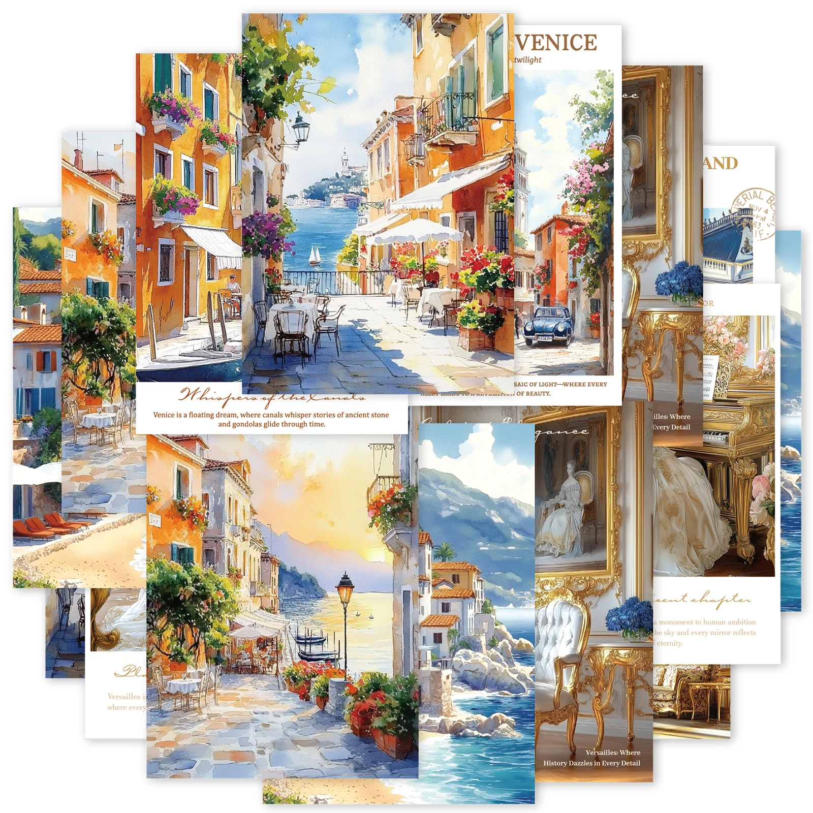 20pcs Beach City & Gold Palace Paper Stickers, Perfect for Laptops, Suitcases, Teacher Supplies, Scrapbooks, Toy Stickers