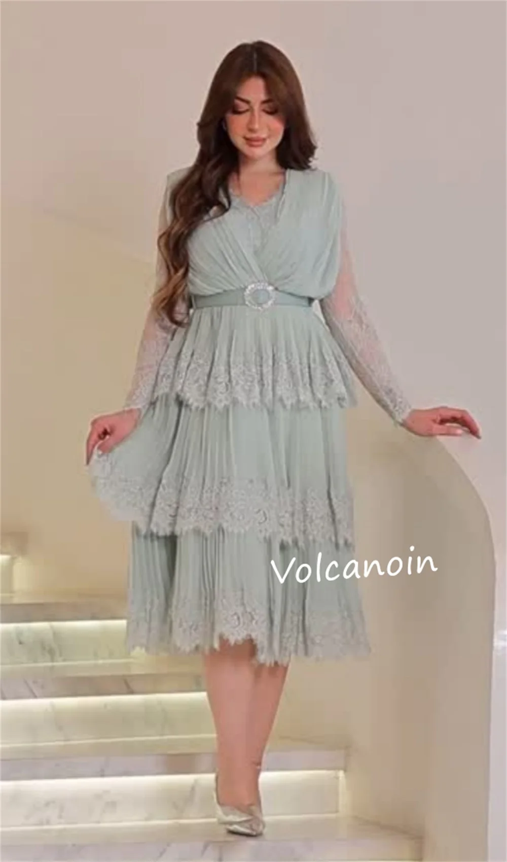 Индивидуальные шифоновые плиссированные платья миди трапециевидной формы с v-образным вырезом на заказ, классические элегантные платья высокого качества для вечеринок