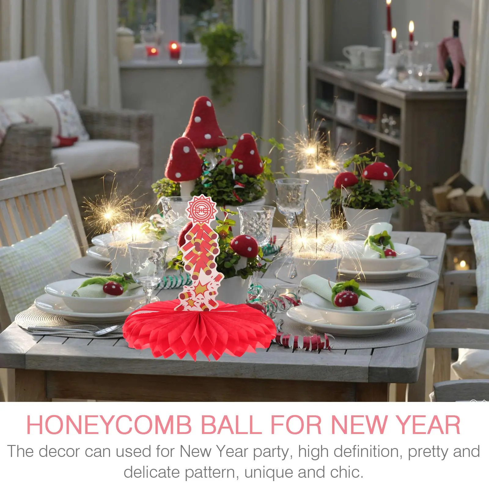 

9Pcs New Year Honeycomb Ball Decor Set Premium Paper Honeycomb Party Decoration for Theme Party Photo Prop Warm Atmosphere Decor