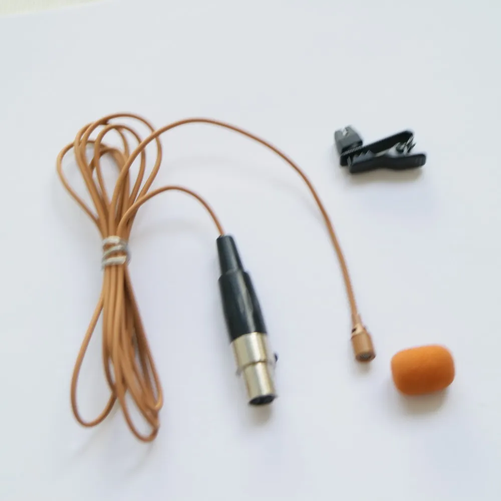 다크 브라운 탄 라발리에 클립 온 타이 마이크, 슈어 미니 4 핀 XLR TA4F 노래 노래방 무대 ULX SLX GLX AD4Q AD4D