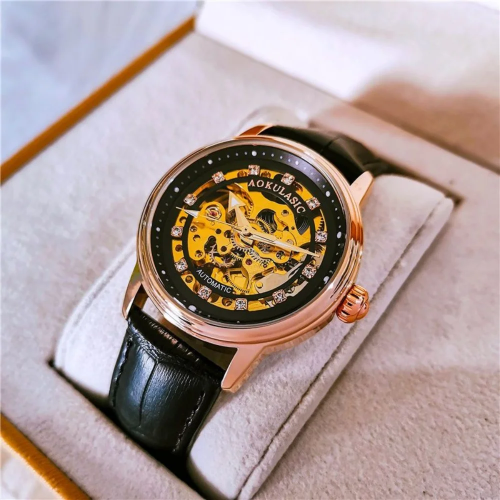 Women's Hollow-Out Diamond-Encrusted Automatic Mechanical Watch