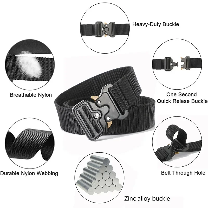 Man Fabric Belt Army Waist Tactical Military Canvas Nylon Webbing Casual Gun Belt Fashion Jeans Trousers Belt Male Strap HB075