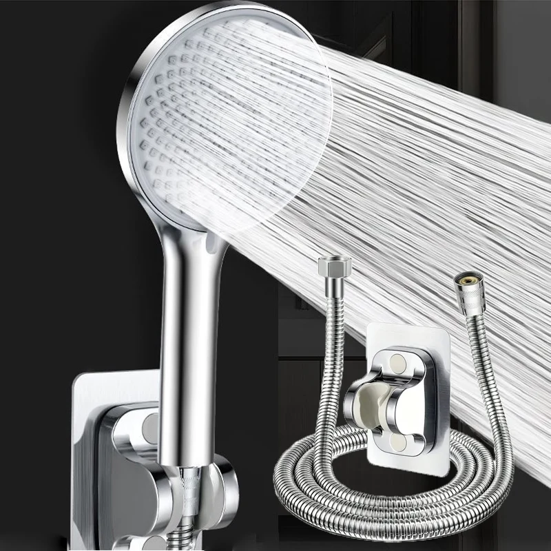 3-speed Shower Head Set Booster Adjustment Handheld Shower Head Large Water Volume Top Spray Household Universal Shower Set