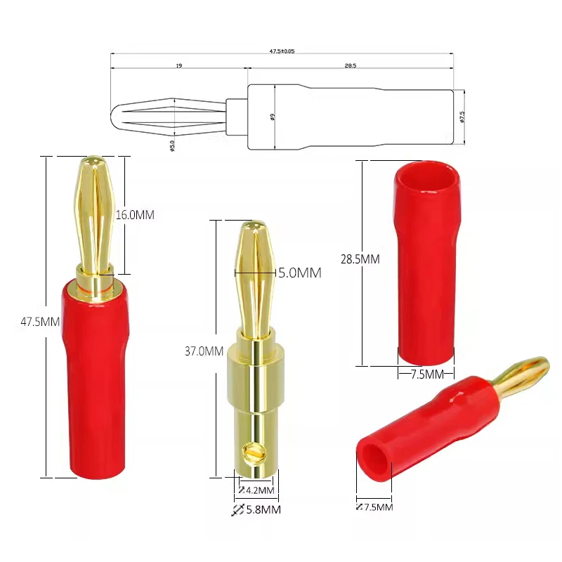 DIYLIVE позолоченный усилитель мощности из чистой меди, разъем типа «банан», звуковой разъем, разъем динамика, сварочный разъем, бесплатная вилка