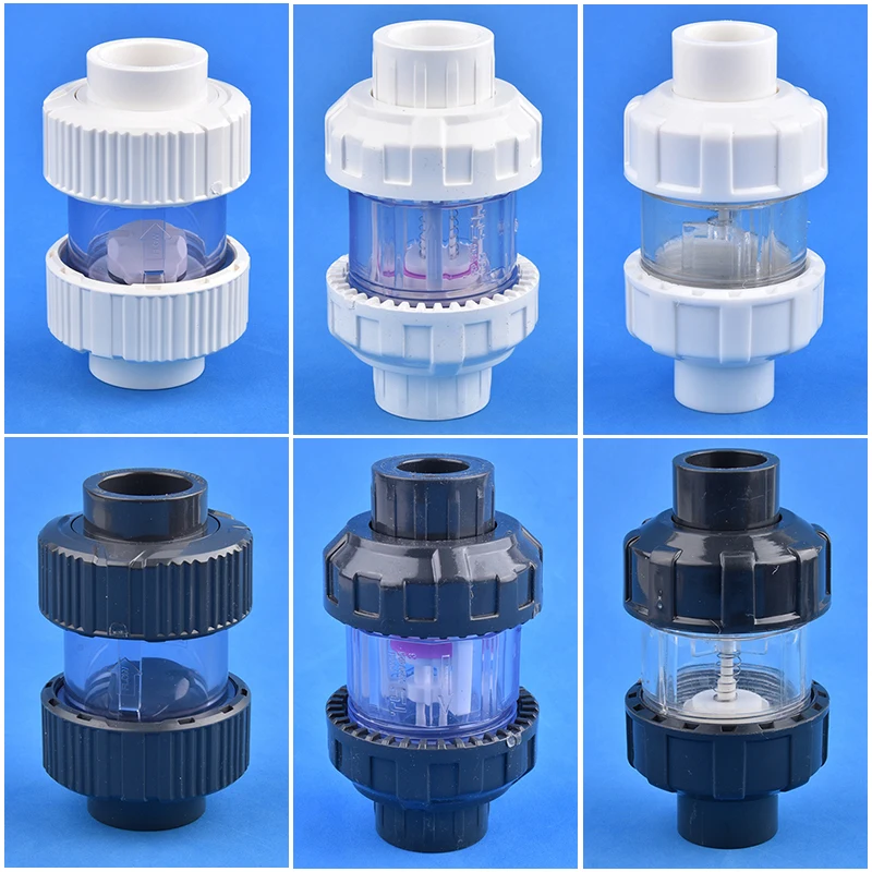 20/25/32mm PVC One Way Non Return Valve Aquarium Transparent Check Valve Fish Tank Tube Joint Garden Irrigation Valve Fittings