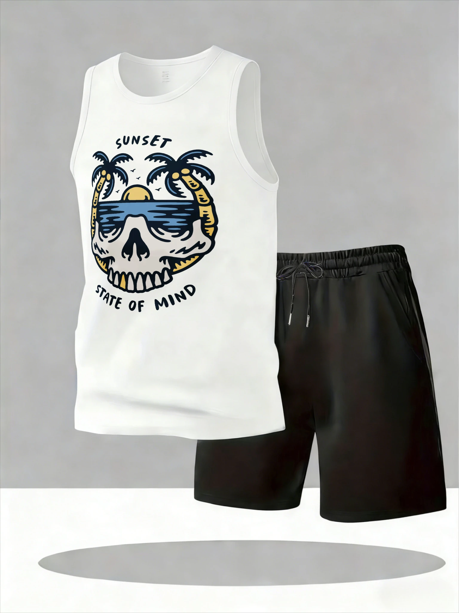 

Men's Tank Top Sets 2026 Summer Quick drying seaside sets for men sports sweatshirt set Breathable crewneck running oversize