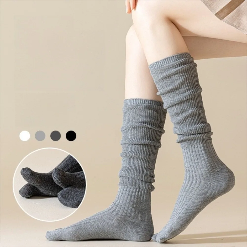 

Comfortable Solid Color Women's Long Socks Japanese Style High Elasticity Split Toe Socks Soft Long Split Toe Socks Autumn