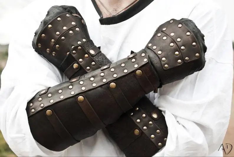 Medieval Steampunk Viking Warrior Knight Bracer Ronin Samurai Lederen Handschoen Arm Guard Armor Unisex Cosplay Accessoires