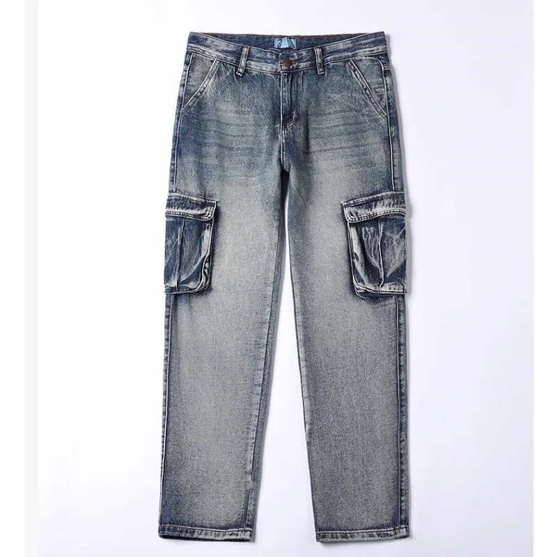 

Fashion Men's Cargo Jeans Autumn Loose Multi-pocket Denim Pants Hip Hop Casual Clothing Trousers Male Bottoms Plus Size 40 42