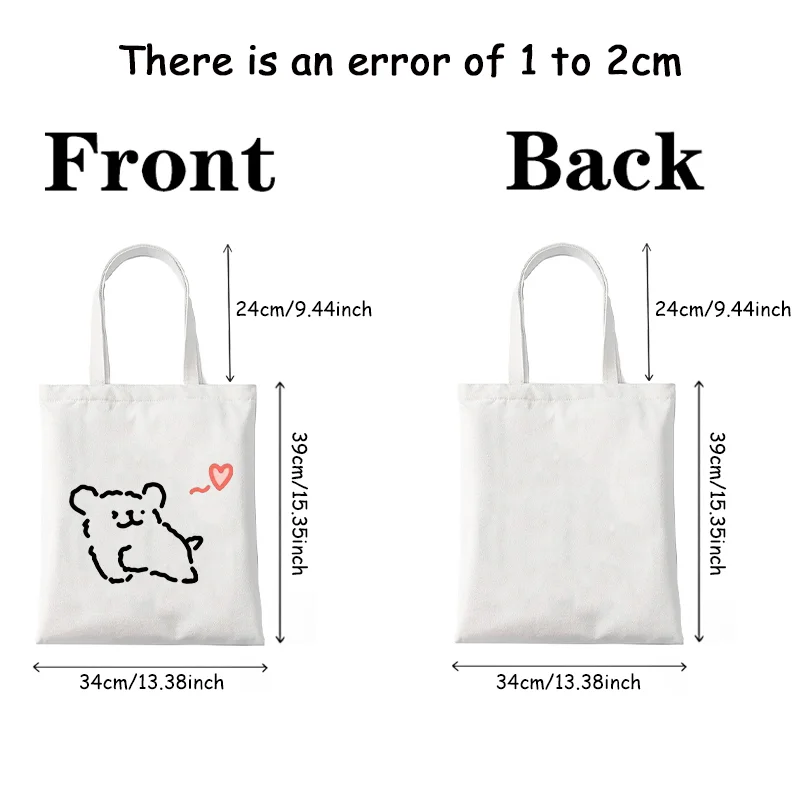 Amusing Line Dog Ladies Canvas Tote Casual Shoulder Bag Eco-friendly Large Capacity Portable Travel Y2k Shopping Bag Schoolbag