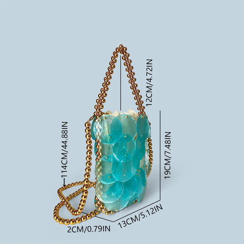 حورية البحر الأميرة مقياس السمك البريق اليدوية النسيج تألق حبة حقيبة الهاتف اللؤلؤ حقيبة يده حقيبة كروسبودي