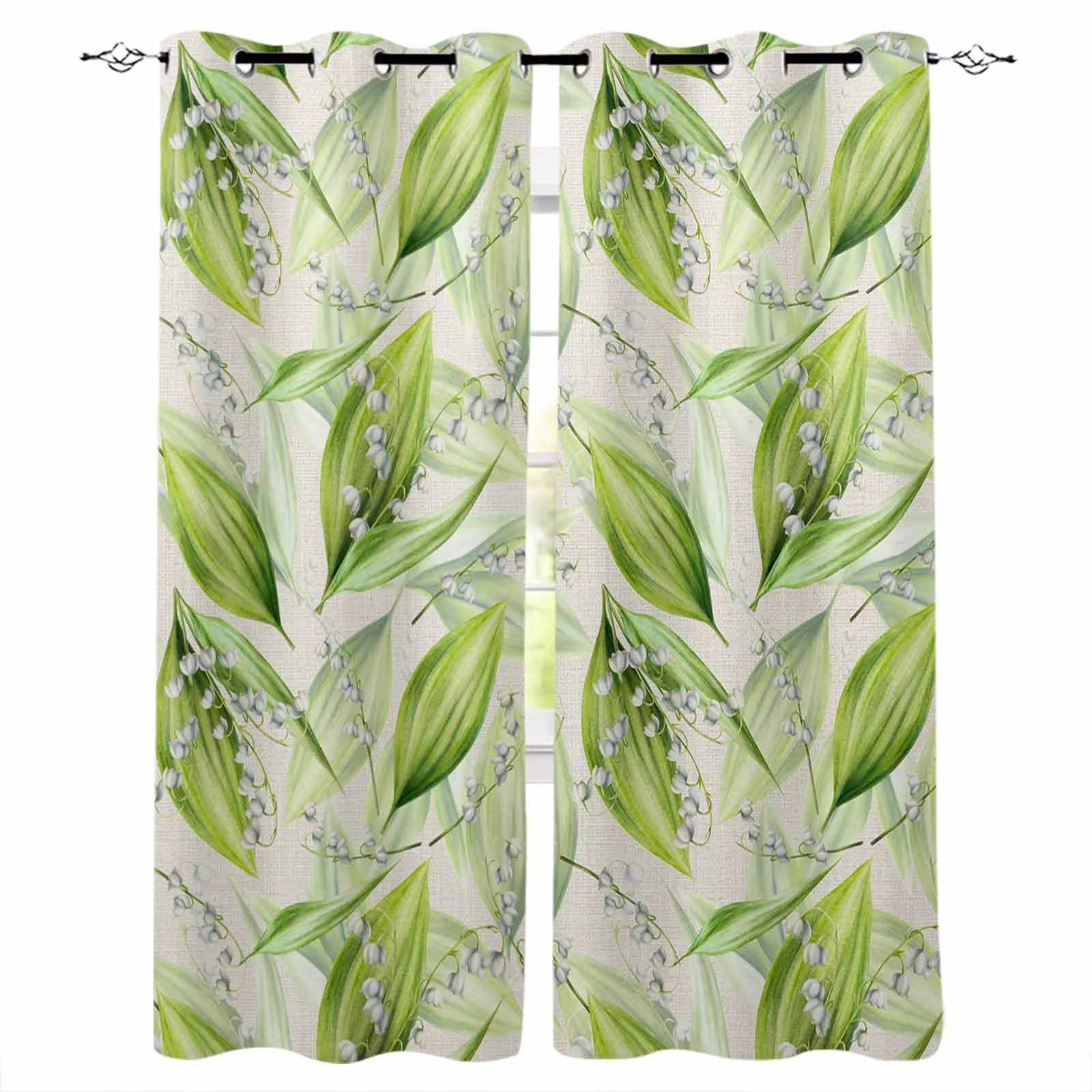 Lily Of The Valley Leaf Plant Living Room Bedroom Elegant Curtains For Kitchen The Room Window Treatments Drapes