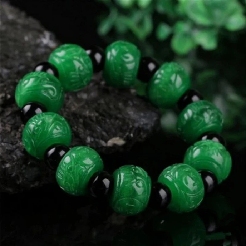 Real Green Jade Bracelets Jadeite Beads Natural Original Ecological Jewelry