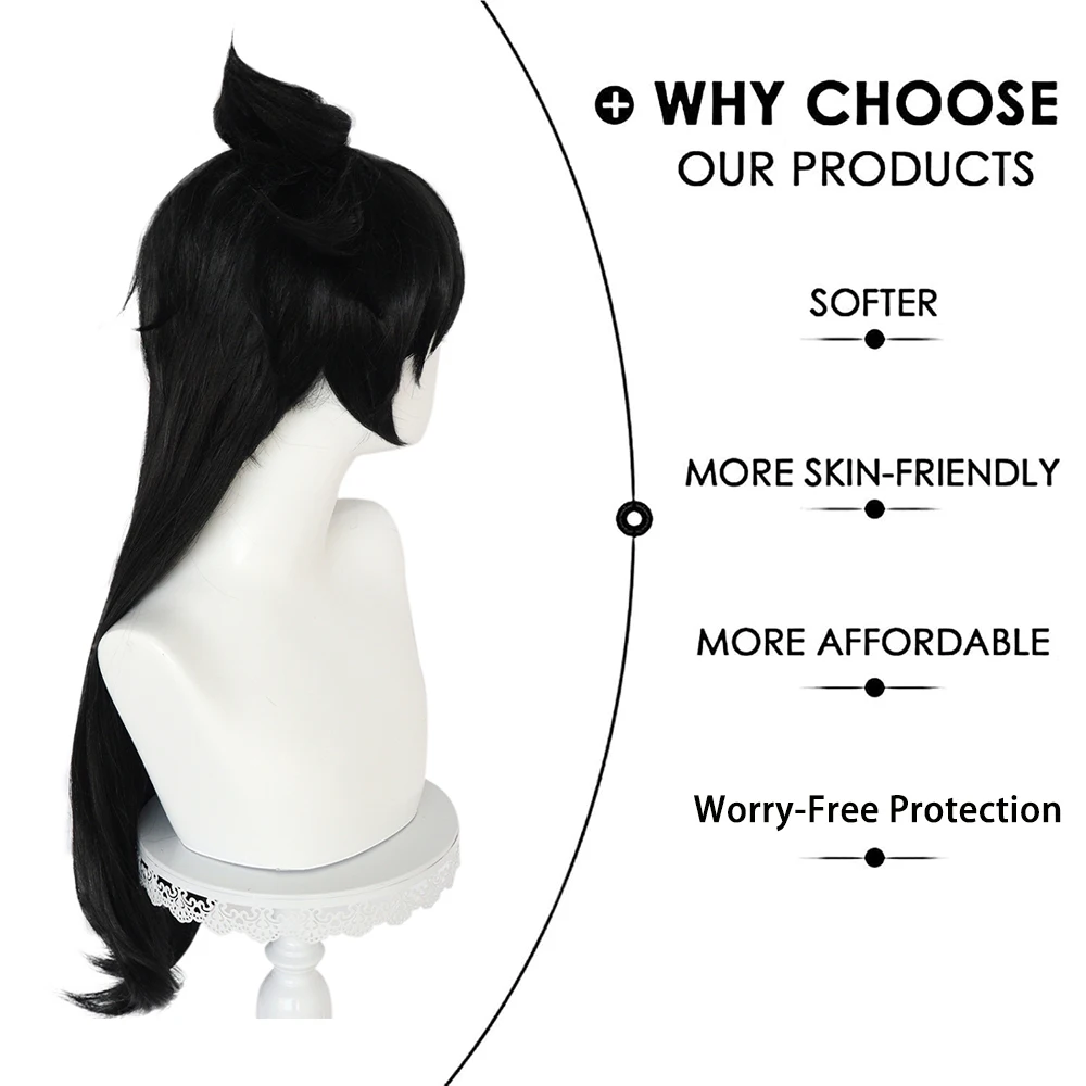 عالية الجودة أنيمي المحقق ران موري تأثيري الشعر الاصطناعية 30 بوصة أسود طويل الشعر مرحلة الأداء اليومي شعر مستعار للحفلات الطبيعية