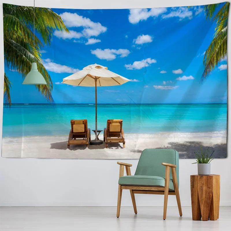 Beautiful Sea Scenery Tapestry Indian Mandala Wall Hanging Tapestries Boho Room Bedroom Decoration Blanket Backdrop Cloth