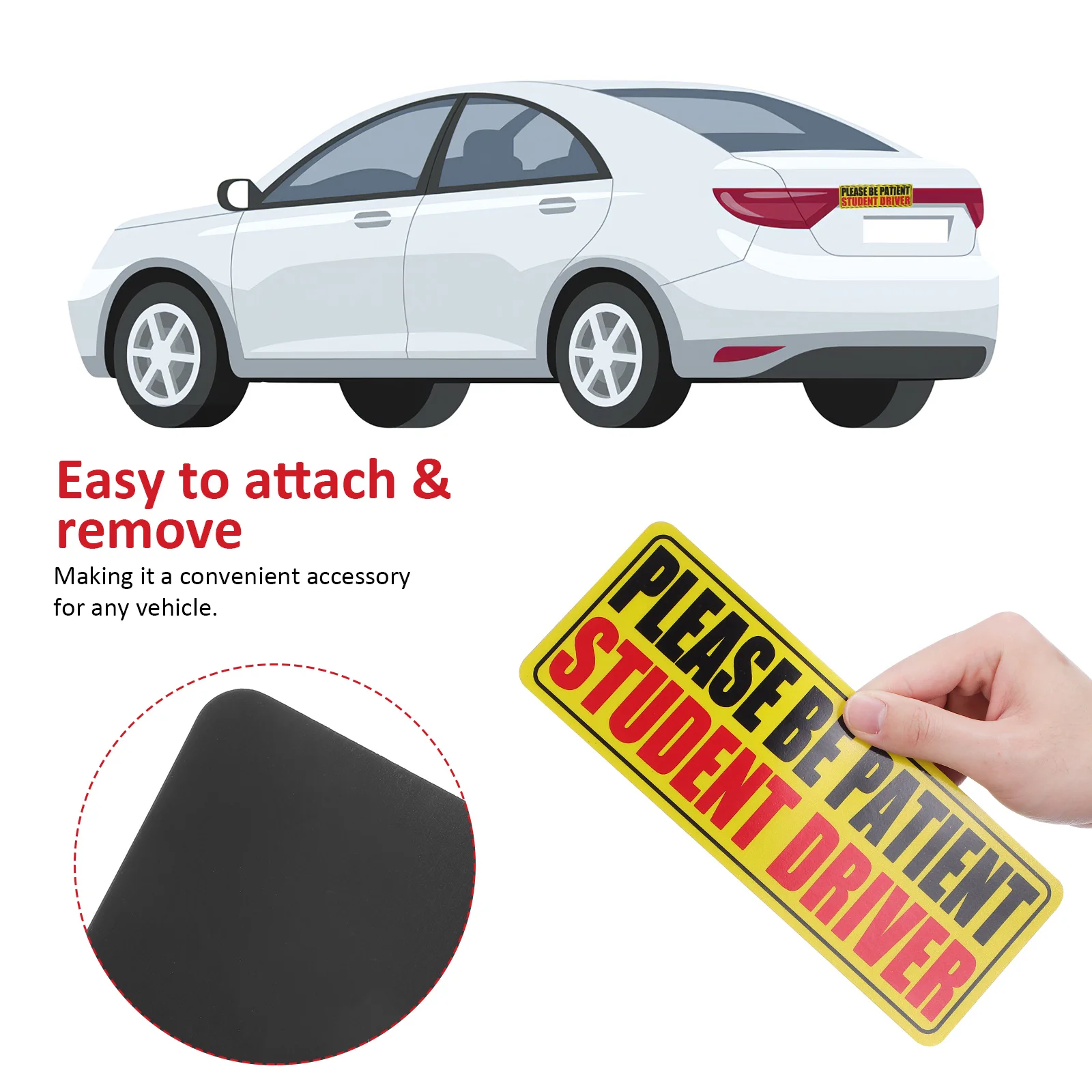 

5pcs New Driver Sticker Magnetic Student Driver Sign Please Be Patient Warning Decal Reflective Novice Driver Decal For Vehicles