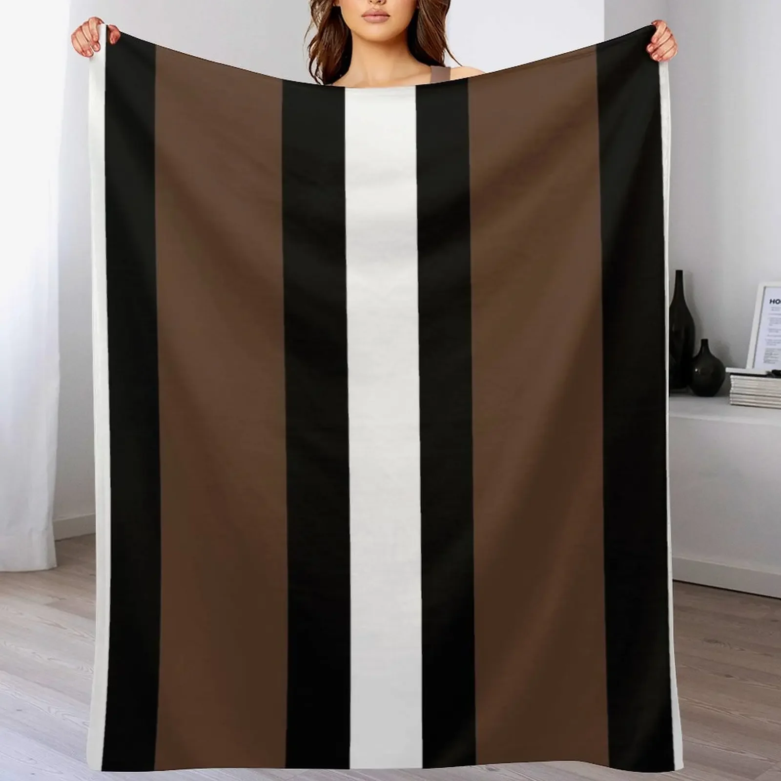

Brown, black and white vertical line stripes Throw Blanket Soft Warm Blanket Gift for Grandparents