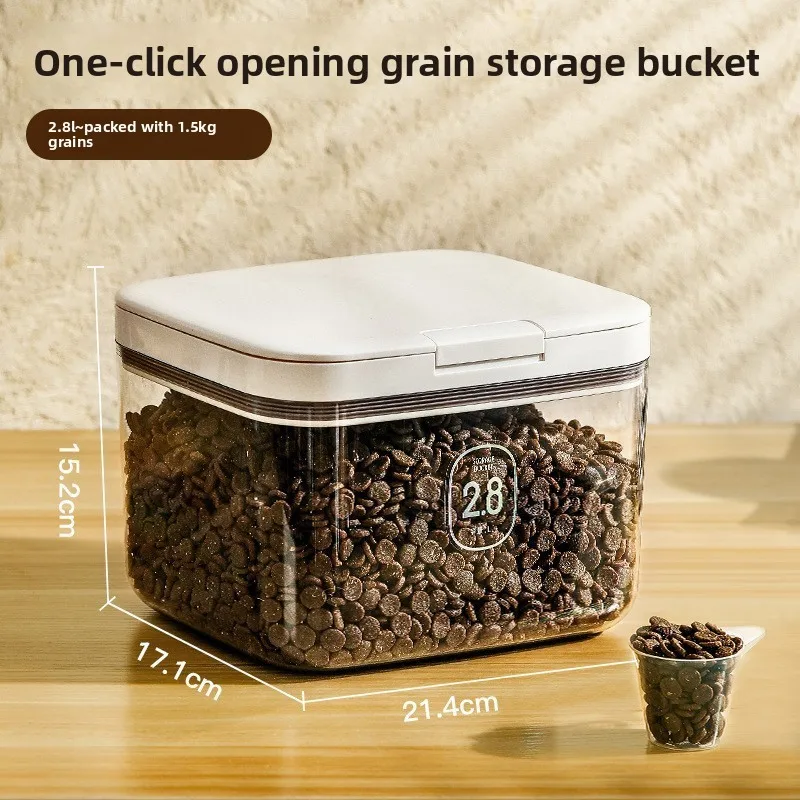 Solid Pattern Moisture-Proof Plastic Pet Dog Food Storage Organizer Vacuum Canister Bowl Item Protective Storage Bucket Box