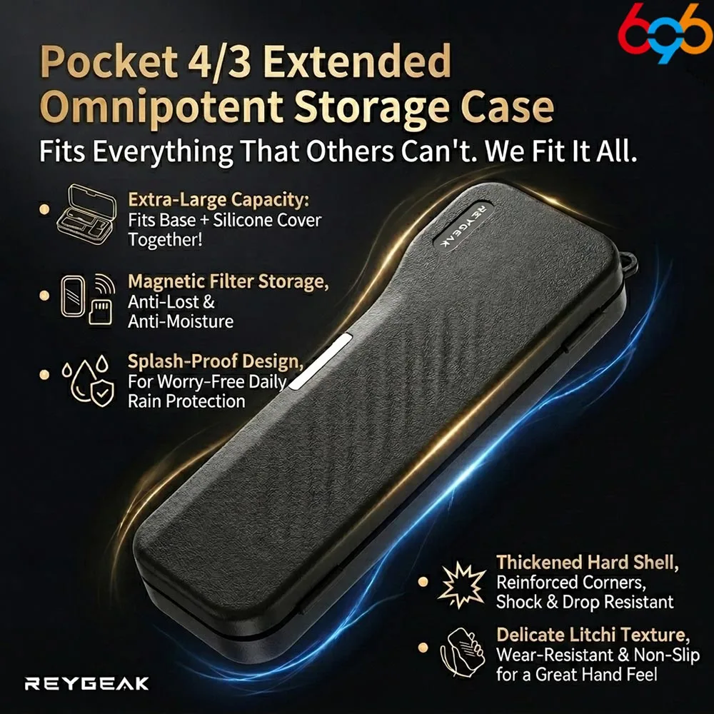 Foldable Extended Storage Box for Pocket 3/4 All‑Round Anti‑Scratch Shockproof Waterproof Portable Full‑Coverage Protective Case
