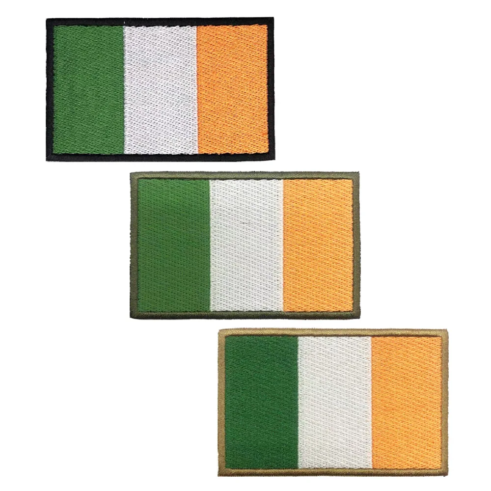 1PC Ireland Flag Armband Embroidered Patch Hook & Loop Or Iron On Embroidery  Badge Cloth Military Moral Stripe