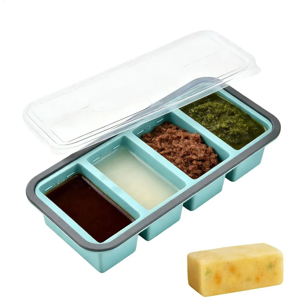 

Foldable Silicone Freezer Trays with Lid,Soup Freezer Container Ideal for Ice Cubes, Soup Cubes, Sauce, Leftovers