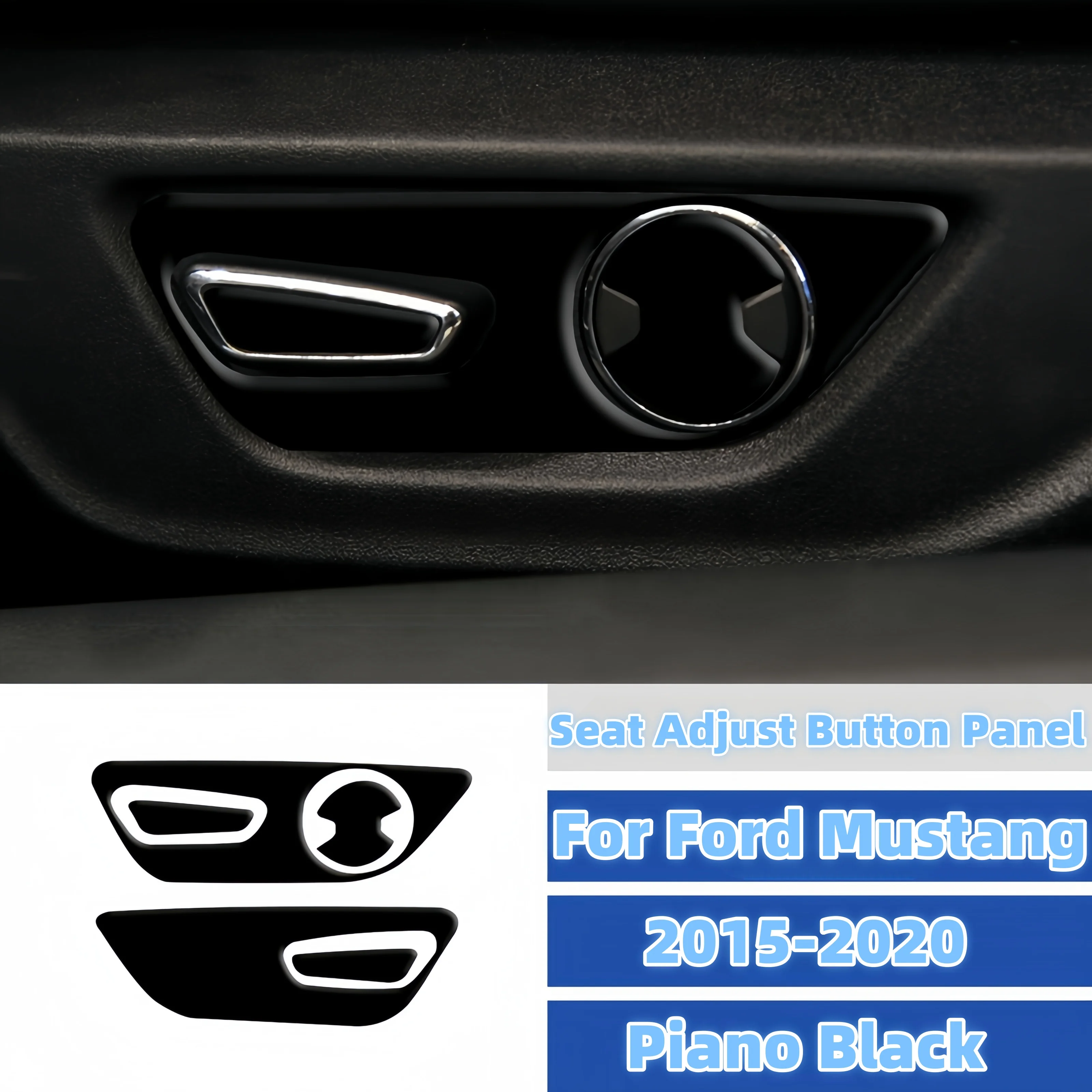 

For Ford Mustang 2015-2020 Piano Black Car Interior Seat Adjust Button Panel Cover Protective Trim Stickers Accesorios Para Auto