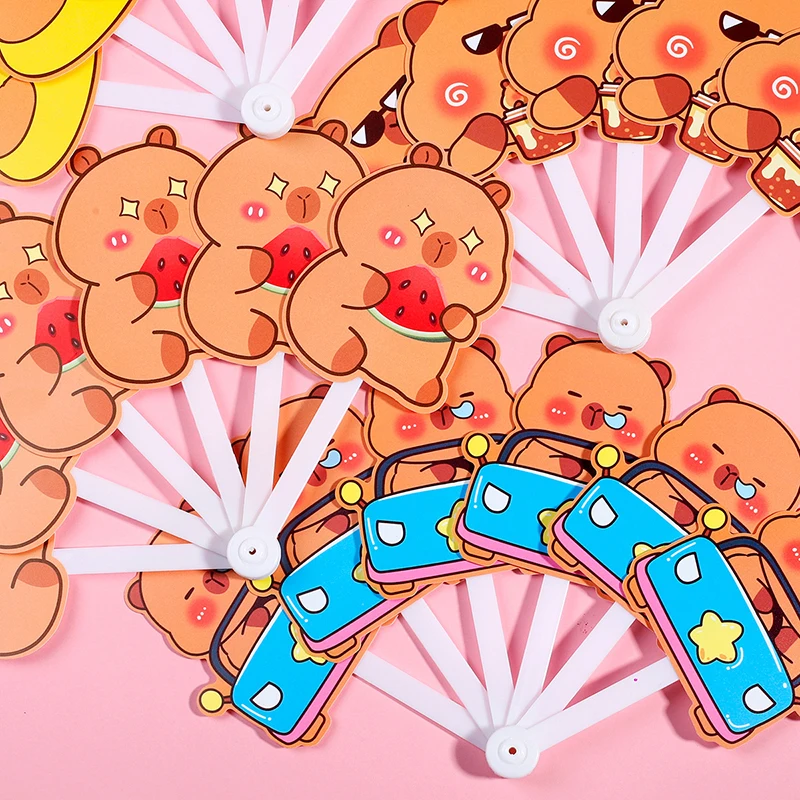 

5/10Pc Cartoon Capybara Shape Plastic Folding Fan Summer Portable Mini Fan Student Handheld Fan Kawaii Party Favors Pinata gift