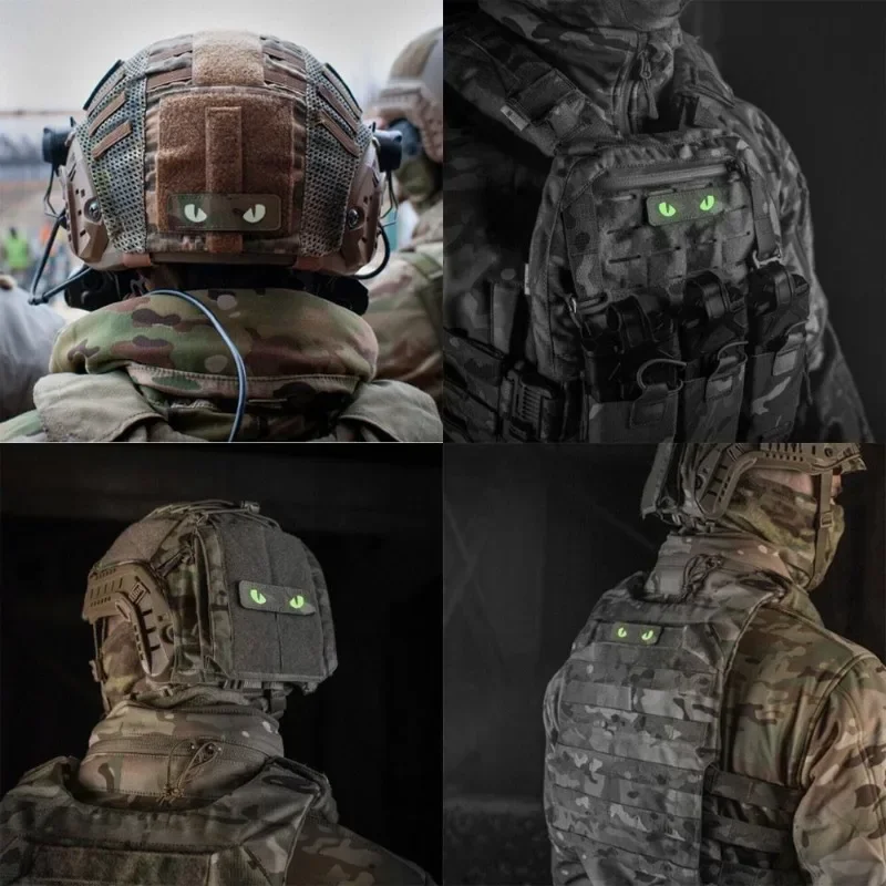 Reflective Night Light Night Recognition Badge Creative Cat Eye Hook and Loop Buckle Backpack Hat Outdoor MOLLE Pendant Tactical