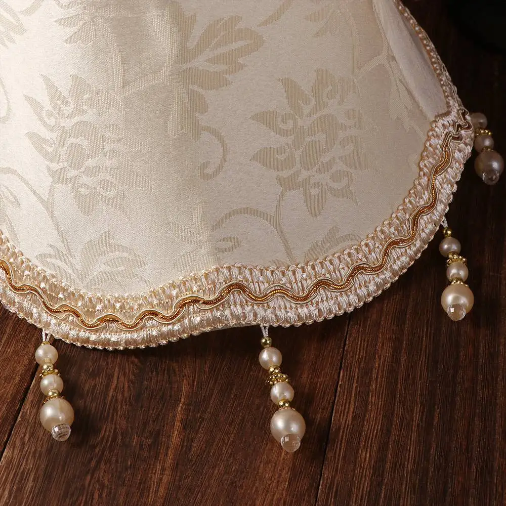 Table Bedroom Decoration E27 Table Lamp Shade 25CM Pearl Tassel Wall Lamp Cover Cloth Retro Floor Lamp Dust Cover Bedroom Wall