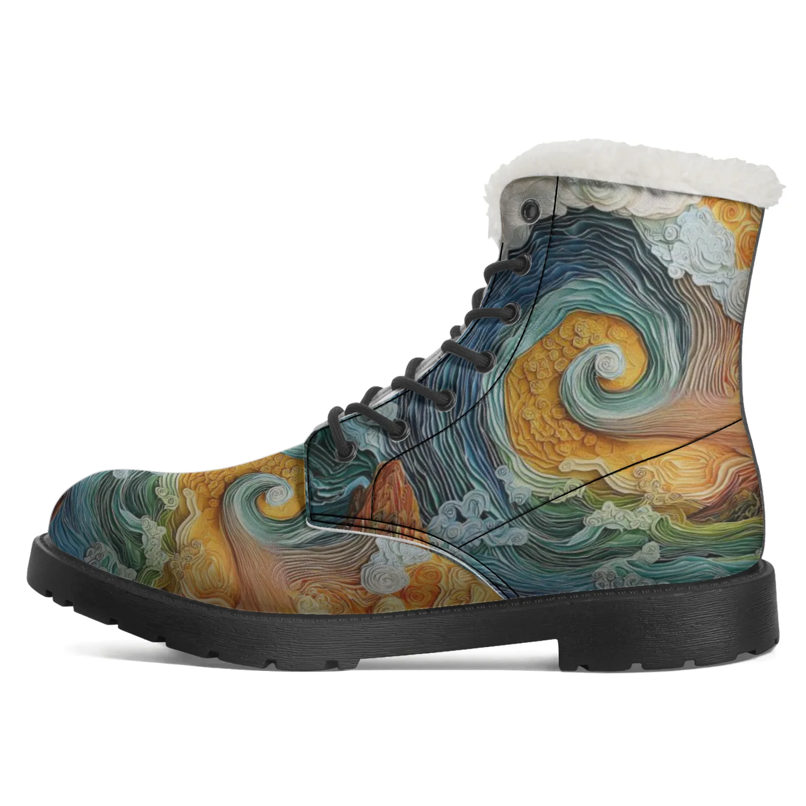 أحذية قطيفة مطبوعة على شكل سحابة قابلة للتخصيص، أحذية غير رسمية، أحذية منتصف الساق الأكثر مبيعًا للرجال والنساء، أحذية شتوية