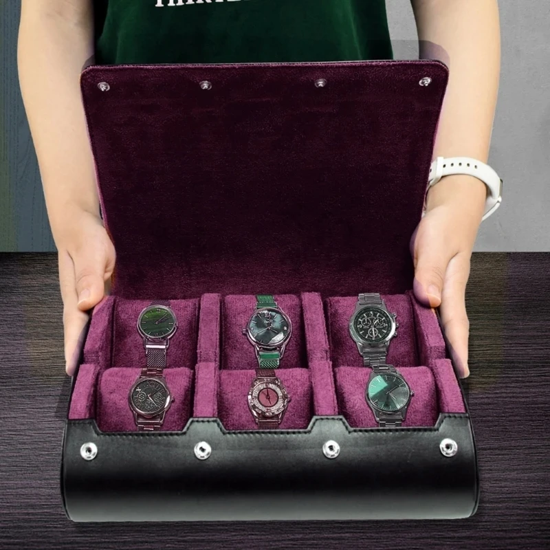 6 Slots Watch Travel Case - for Men - for Women -Watch Roll Travel Case Organizer Display - Watch Case - Watch Box Organizer